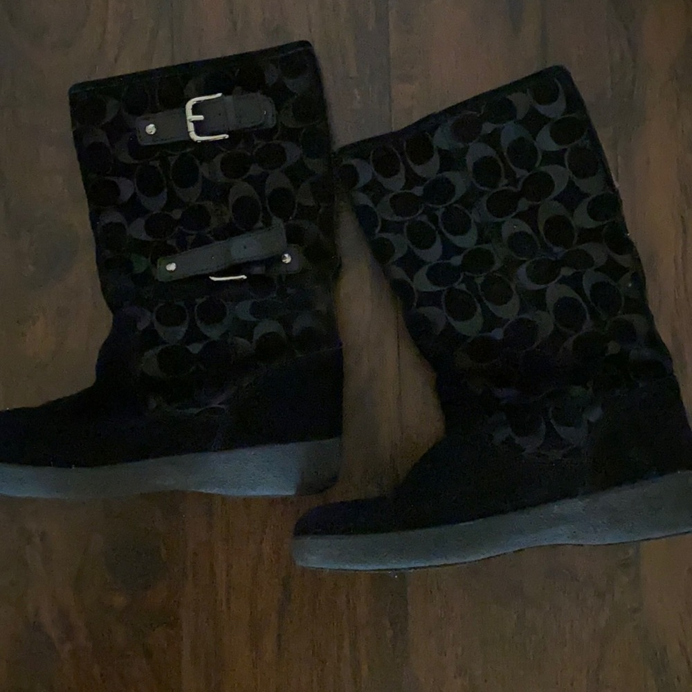 Coach black boots .